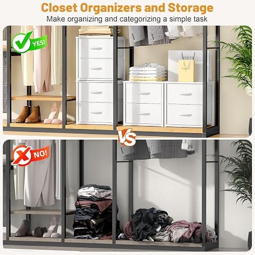 DAOUTIME 2-Pack Stackable Storage Drawers (4 Drawers Total), White Closet Organizer with Wooden Top & Metal Frame, Freestanding or Stackable Dresser for Bedroom, Living Room, Under Bed thumbnail 6