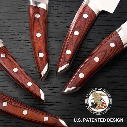 Brewin CHEFILOSOPHI Japanese Chef Knife Set 5 PCS with Elegant Red Pakkawood Handle Ergonomic Design,Professional Ultra Sharp Kitchen Knives for Cooking High Carbon Stainless Steel thumbnail 3