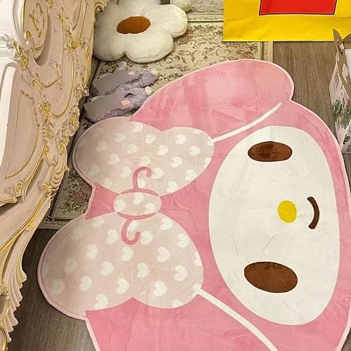 WAXJJDW Anime Bunny Pattern Cute Fur Area Rug Blanket Rug Non-Slip Door Floor Mats Carpet for Home 40 * 60cm Pink thumbnail 4