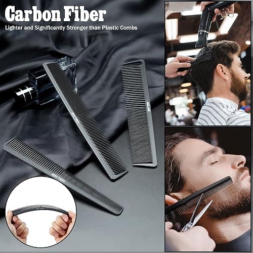 SALONSILK 13PCS Hair Cutting Shaving Brush and Comb Set, Professional Barber Combs for Hair Stylist, Premium Grade Barber Brush Neck Duster, Fading Comb Barber Clipper Comb thumbnail 3