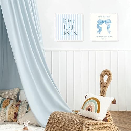 LARTSFRO Coquette Blue Bow Jesus Wall Art Decor Posters, Light Blue Bow Room Bedroom Bathroom Wall Art Decor Aesthetic for Teen Girls Gifts, Inspirational Bible Verses Bow Wall Decor, 10x10 Inch Set of 4 Unframed Bow Pictures thumbnail 5
