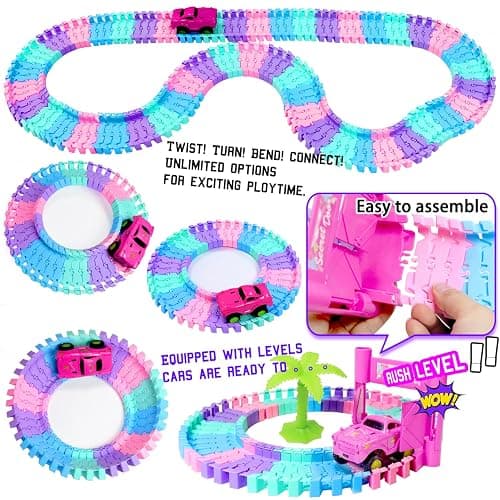 SCKTYZS Car Toys for Girl 4-6,201 PCS Race Car Track for Kids Ages 3-5 Monster Truck 2+ Year Old Birthday Gift,Toddler Cars Toy for 3+ Year Old Girl thumbnail 4