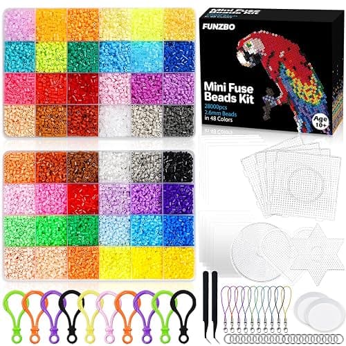 FUNZBO 28000 2.6mm Mini Size Fuse Beads Set - 48 Colors, Toys and Crafts, Arts and Crafts, Kids Room Decorations, Gifts for Girls, Boys, Kids and Teens (Non Standard Size) - Image 1