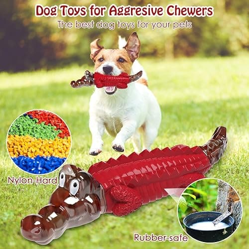 (1 Pack) Red crocodile dog chew toy thumbnail 3
