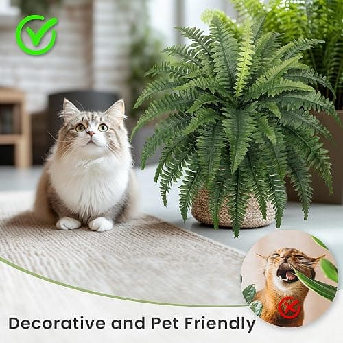 FOREST PRINCE 35" Ferns Artificial Bush Plants Large, 2 Artificial Boston Ferns with 39 Fronds for Outdoors Home Decor thumbnail 5