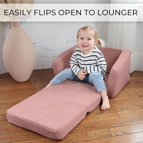 ZICOTO Comfy Kids Chair for Toddler - Stylish 2 in 1 Lounger Made of Memory Foam Easily Unfolds Into a Soft Baby Couch to Nap On - Modern Fold Out Sofa for The Little Ones thumbnail 5