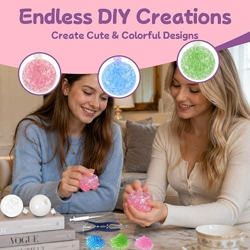 Stress Balls Squishy Making Kit: DIY Squishies Fidget Toys Adults | 12 TPR Skins 6 Fillers Air Pump Expander Tool for Squish Maker for ASMR Sensory Relief thumbnail 3