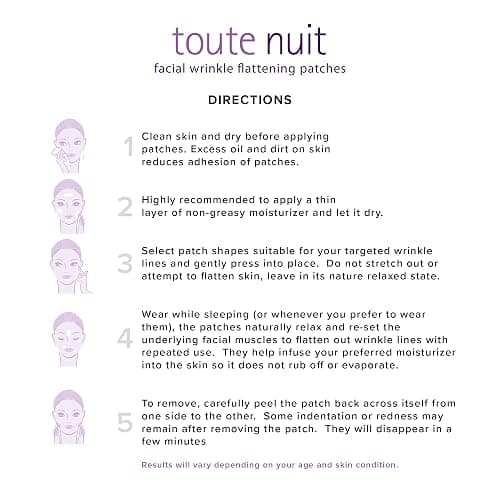 Toute Nuit Wrinkle Patches – Trial Pack – Face Tape for Forehead, Eyes & Mouth – Hypoallergenic Anti Wrinkle Patches – 54 Count, Made in USA thumbnail 6
