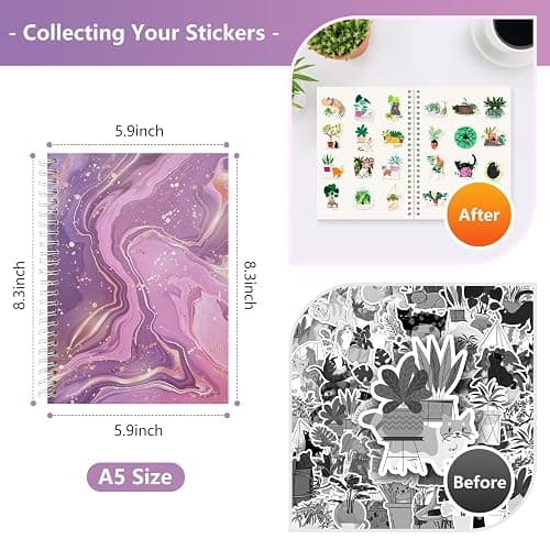 KPOONI Reusable Sticker Book Collecting Album Sticker Storage Book for Adults 37 Sheets Release Paper Sticker Collection Book A5 Size Cute Sticker Keeper Holder (Pastel Wave) thumbnail 3