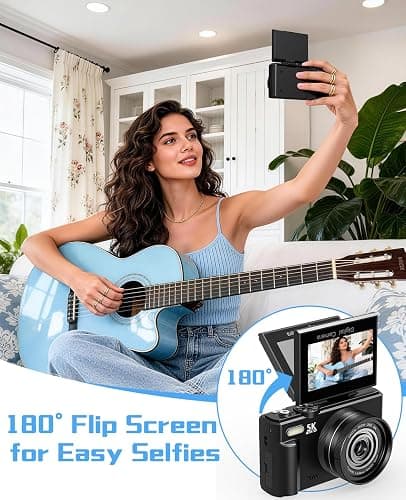 Yatao Digital Camera, 5K 75MP Cameras for Photography with WiFi & 64GB TF Card, Autofoucs Vlogging Camera for YouTube with 180° Flip Screen, Compact Vlog Travel Camera Kit for Beginner, Teens (Black) thumbnail 5