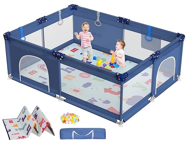 CoziBB Baby Playpen with Mat, 71" × 59" Extra Large Playpen for Toddler, Baby Playard with Breathable Mesh, Fence Play & Sleep Area for Indoor & Outdoor - Image 1