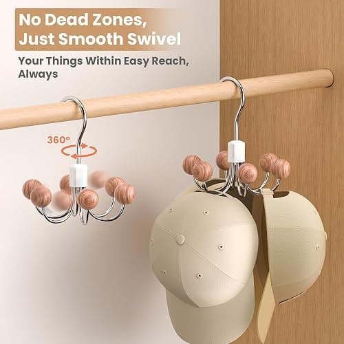 OHIYO 2-Pack 360° Swivel Hoodie Hangers with 6 Cedar Balls, Closet Organizer for Bra, Scarves, Belts, Purse & Accessories Storage thumbnail 4