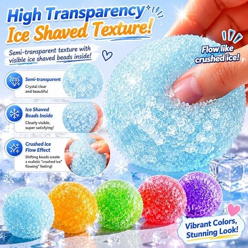 Crunchy Squishy ASMR Stress Ball, Ice Skin Squishy Toys, Hand Strengthening Devices with Different Resistance Levels for Finger Forearm Wrist Exercise Stress Relief (Blue) thumbnail 4