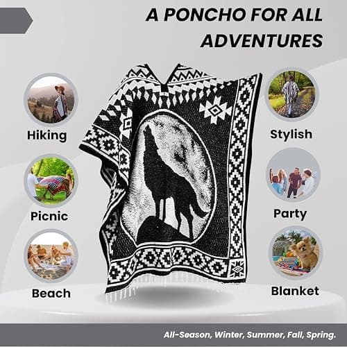 Artisans Bazaar Mexican Poncho Sarape Aztec Men Hombre Mexico Gabanes Mexicanos Western Cowboy Costume Adulto Jorongos thumbnail 4