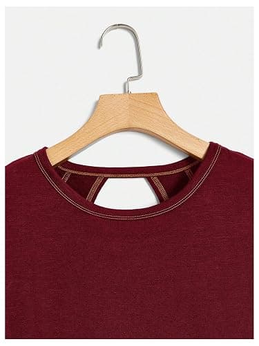 SOLY HUX Women Open Back Tops Workout Backless Tee Casual Athletic Shirts Short Sleeve Oversized Gym T Shirt thumbnail 3