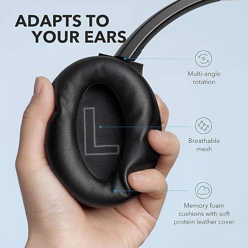 Soundcore Anker Life Q20 Hybrid Active Noise Cancelling Headphones, Wireless Over Ear Bluetooth Headphones, 60H Playtime, Hi-Res Audio, Deep Bass, Foam Ear Cups, Travel, Office, USB-C Charging thumbnail 5