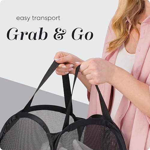 Handy Laundry Collapsible Mesh Pop Up Hamper with Wide Opening and Side Pocket - Breathable, Sturdy, Foldable, and Space-Saving Design for Clothes and Storage (Black) thumbnail 7