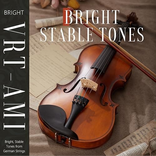 AKLOT Handcrafted Full Size Violin: Solid Wood Matte Fiddle, Acoustic Beginner 4/4 Violin Kit with Hard Case, Lesson Book, Bow, Shoulder Rest, Extra Strings, Tuner, Fretboard Stickers (VRT-AmiMS) thumbnail 7