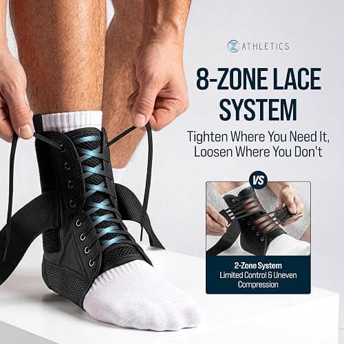 Z ATHLETICS Ankle Brace for Women & Men - Lace Up Adjustable Support with Side Stabilizers for Sprained Ankle, Achilles Tendonitis Relief | Basketball, Volleyball, Running & Sports Recovery thumbnail 7