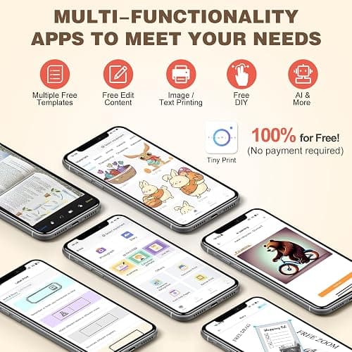 cudinham Print Pods Mini Printer, Sticker Printer with 10 Rolls Thermal Printing Paper, Inkless Pocket Printpod for Phone, Impresora Portátil for Notes, DIY, Compatible with iOS & Android (White) thumbnail 4