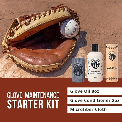 Rhino Wax Baseball Glove Care & Maintenance Kit with Oil & Conditioner | Maintain baseball gloves with premium oil and conditioner that preserve glove quality, flexibility and extend glove life. thumbnail 2
