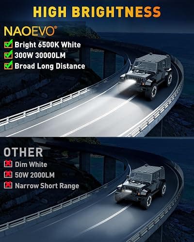 NAOEVO 12 inch LED Light Bar, 300W 30000LM LED Offroad/Driving/Fog Lights LED Bar with Wiring Harness Kit, Spot Flood LED Work Lights for Truck UTV ATV Golf Cart Boat, 1 Pc (White) thumbnail 2