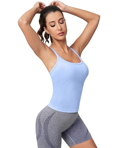 MathCat Workout Tank Tops for Women with Built in Bra, Sleeveless Gym Tops Seamless Racerback Athletic Yoga Shirts thumbnail 4
