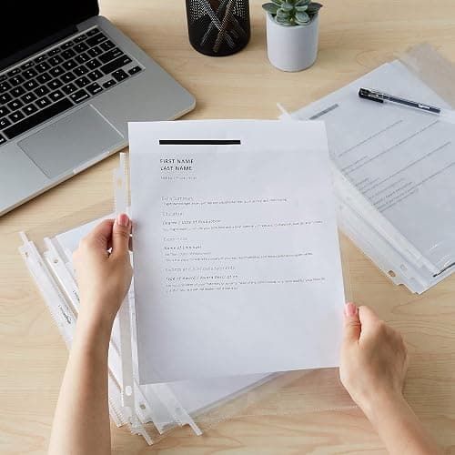 Amazon Basics Sheet Protectors for 3 Ring Binder, Lightweight, Acid-Free, Clear Plastic Sleeves, Letter Size, 8.5 x 11 Inch, 100-Pack thumbnail 2