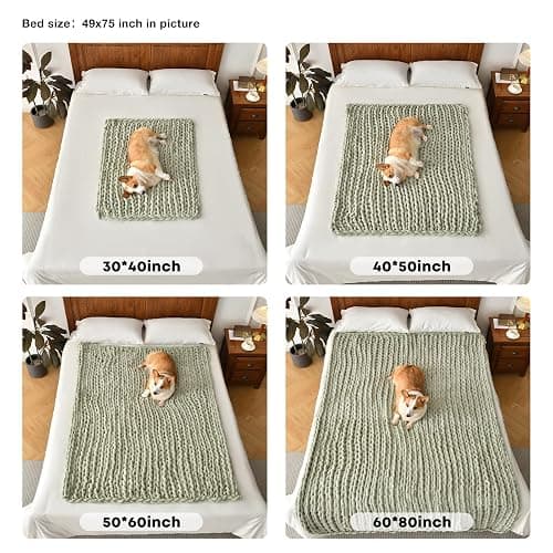 Feabuccy Soft Chunky Knit Blanket, 50X60 in Handmade Thick Chenille Yarn Throw Without Shedding & Raveling, Aesthetic & Cozy Home Decor with Couch Sofa Bed, Gift Pack, Airy Blue thumbnail 6