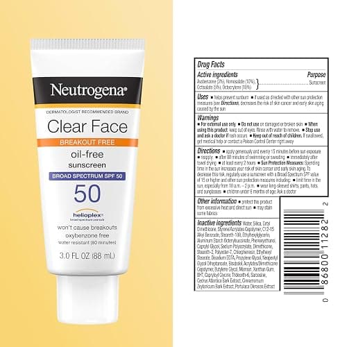 Neutrogena Clear Face Sunscreen Lotion SPF 50 for Acne-Prone Skin Broad Spectrum UVA UVB Protection Oil-Free No-Fragrance No-Oxybenzone Water-Resistant Daily Face Moisturizer, 3 fl oz thumbnail 8