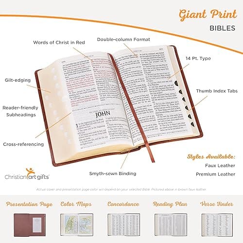 KJV Holy Bible, Giant Print Full-size Faux Leather Red Letter Edition - Thumb Index & Ribbon Marker, King James Version, Pink (KJV Full Size GP Editions) thumbnail 6