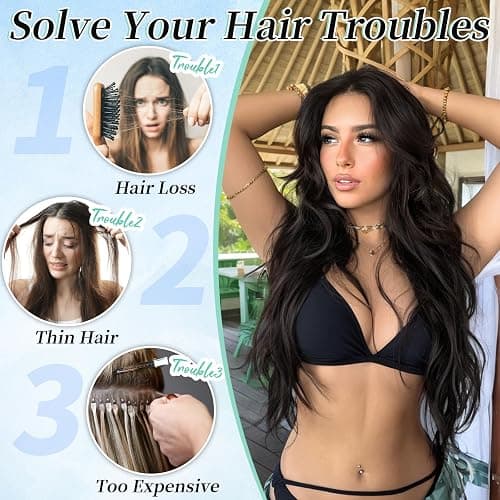 KooKaStyle Clip in Synthetic Hair Extensions Long Wavy 4PCS Thick Hairpieces Dark Brown 6# Fiber Double Weft Natural Hair Extensions 24 Inch for Women thumbnail 3