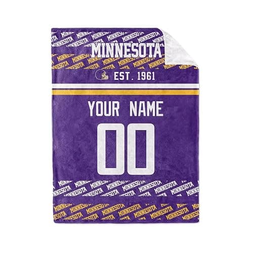 ANTKING Minnesota Throw Blanket Custom Name and Number Blanket for Men Women Boy Gifts thumbnail 3