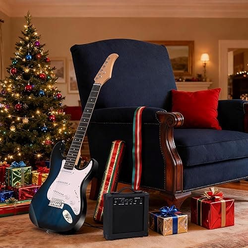 JupiterForce 39" Full Size Electric Guitar with Amp, Adjustable Strap, Strings, and Accessories Pack, Beginner Starter Guitar Kit for Adults/Kids, Blue thumbnail 4