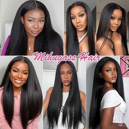 Mihugass Yaki Straight Clip Ins Real Human Hair For Black Women | #1B Natural Color, Clip Ins, Affordable, Natural Texture, Not Flat, Soft, Volume,Easy Install,Daily Wear,14 Inch thumbnail 5