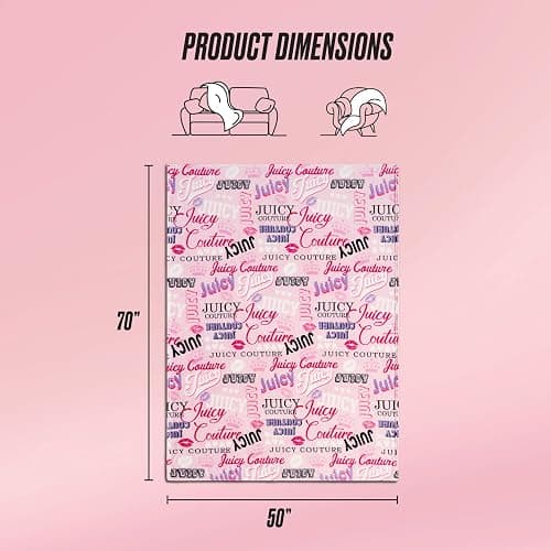 Juicy Couture Icon Collage 50" x 70" Plush Throw Blanket, Pink - Decorative Blankets for Sofas, Throws for Chairs, and Beds thumbnail 2