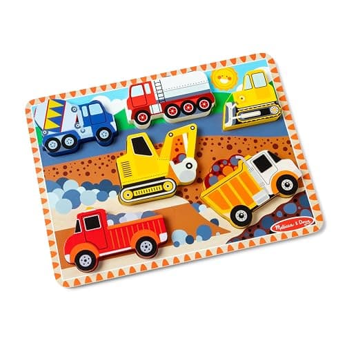 Melissa & Doug Construction Vehicles Wooden Chunky Puzzle (6 pcs) - FSC Certified - Image 1