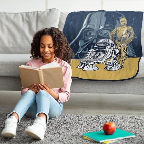 Jay Franco Plush Throw Blanket – Soft & Cozy Fleece Throw for Bedroom & Couch Décor, Official Licensed Product, Multi - Star Wars, 40x50 - Travel Blanket thumbnail 2
