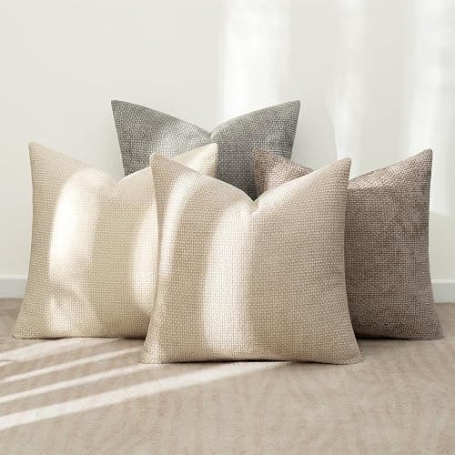 MIULEE Pack of 4 Christmas Couch Throw Pillow Covers 18x18 Inch Neutral Beige/Brown Soft Decorative Chenille Pillow Covers Farmhouse Accent Cushion Covers for Boho Home Decor Sofa Bedroom Living Room thumbnail 2