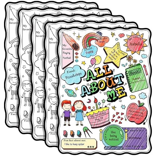 Pajean 25 Pcs All About Me Posters Student Activity Kit - Star Student Poster for Classroom Must Haves - First Day of School Activity for Kindergarten & Elementary - Image 1