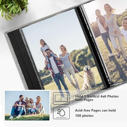 Vienrose Linen Photo Album 6x4 100 Pockets Photobooks Beige Page Large Capacity Picture Albums for Valentine Family Wedding Christmas Birthday thumbnail 5