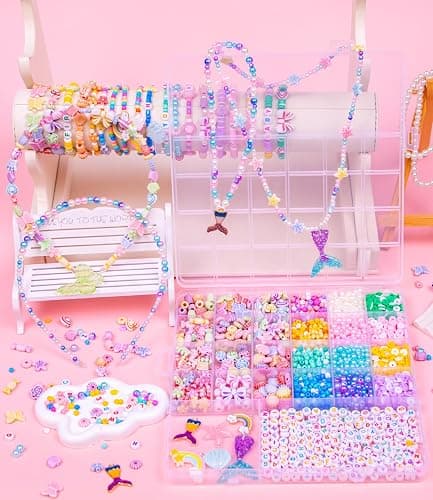 MiuCo Bracelet Making Kit for Kids Girls - Cute Beads for Jewelry Making Kit with Charms - Arts and Crafts for Make Necklaces - Birthday Gifts for Girls Ages 5 6 7 8 9 10 (Kids' Jewelry Making Kits) thumbnail 5