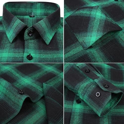 DOKKIA Men's Casual Dress Long Sleeve Buffalo Plaid Checkered Fitted Flannel Shirt thumbnail 5