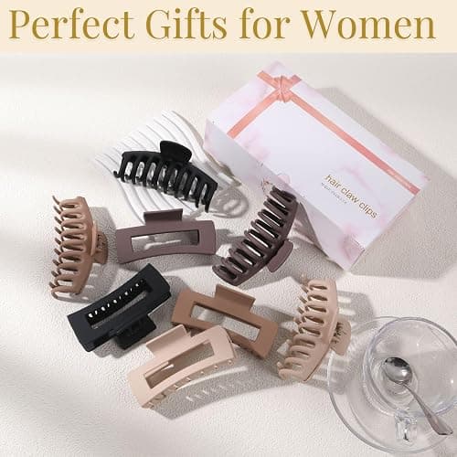 LuSeren Hair Clips for Women 4.3 Inch Large Hair Claw Clips for Women Thin Thick Curly Hair, Big Matte Banana Clips,Strong Hold jaw clips,Neutral Colors thumbnail 6
