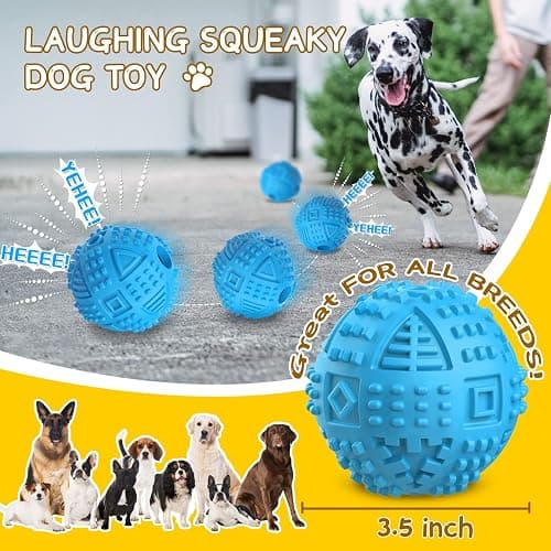 LEGEND SANDY Dog Balls Treat Dispensing Dog Toys for Aggressive Chewers Large Breed, Nearly Indestructible Squeaky Puppy Chew Toys for LargeBreeds, Natural Rubber Doggie Puzzle Toys, Pet Treat Ball thumbnail 4