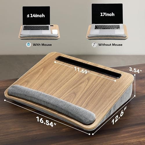 HUANUO Portable Lap Laptop Desk with Pillow Cushion, Fits up to 15.6 inch Laptop, with Anti-Slip Strip & Storage Function for Home Office Students Use as Computer Laptop Stand, Book Tablet thumbnail 2