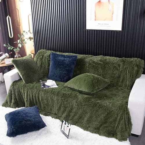 YUSOKI Twin Size Faux Fur Throw Blanket(Olive Green,60" x 80"),Whithout Pillows,Winter Lightweight Plush Fuzzy Soft Cozy Microfiber Comfy Bed Blanket for Women Kids Girls Couch Sofa Washable thumbnail 4