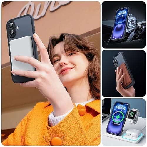 TOCOL Magnetic for iPhone 16 Case, Compatible with Magsafe, Upgraded Full Camera Protection, Drop Protection, Translucent Matte Back Bumper Phone Cover 6.1-Inch（Black） thumbnail 6