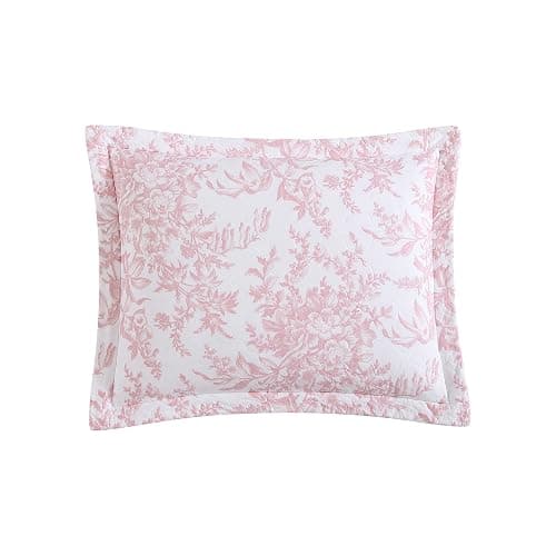 Laura Ashley - Twin Quilt Set, Reversible Cotton Bedding with Matching Sham, Lightweight Home Decor for All Seasons (Bedford Pink, Twin) - Bedford Pink - Twin thumbnail 4