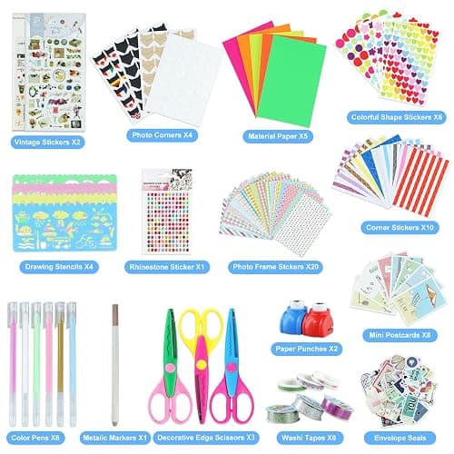 SICOHOME Scrapbook Supplies Kit - Bullet Junk Journaling Scrapbooking Set with Stationery Paper Stickers Tapes Scissors Markers - Birthday Gift for Starter thumbnail 2